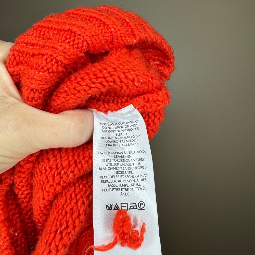 Maeve Anthropologie Orange Cropped Knit Sweater Puff Sleeve‎ Size M - Picture 3 of 4